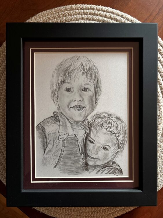 Amy Pirro | Portrait of Niece and Nephew Pencil Drawing